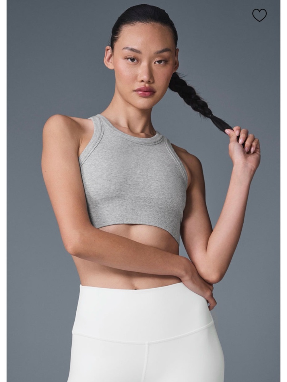 ALO Yoga Seamless Delight High Neck Bra — Heather Gray – Size XS